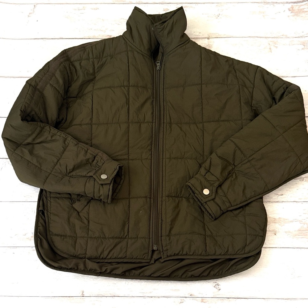 Nordic Peace S/M Olive Green Quilted Puffer Jacket Winter Fall Coat Small